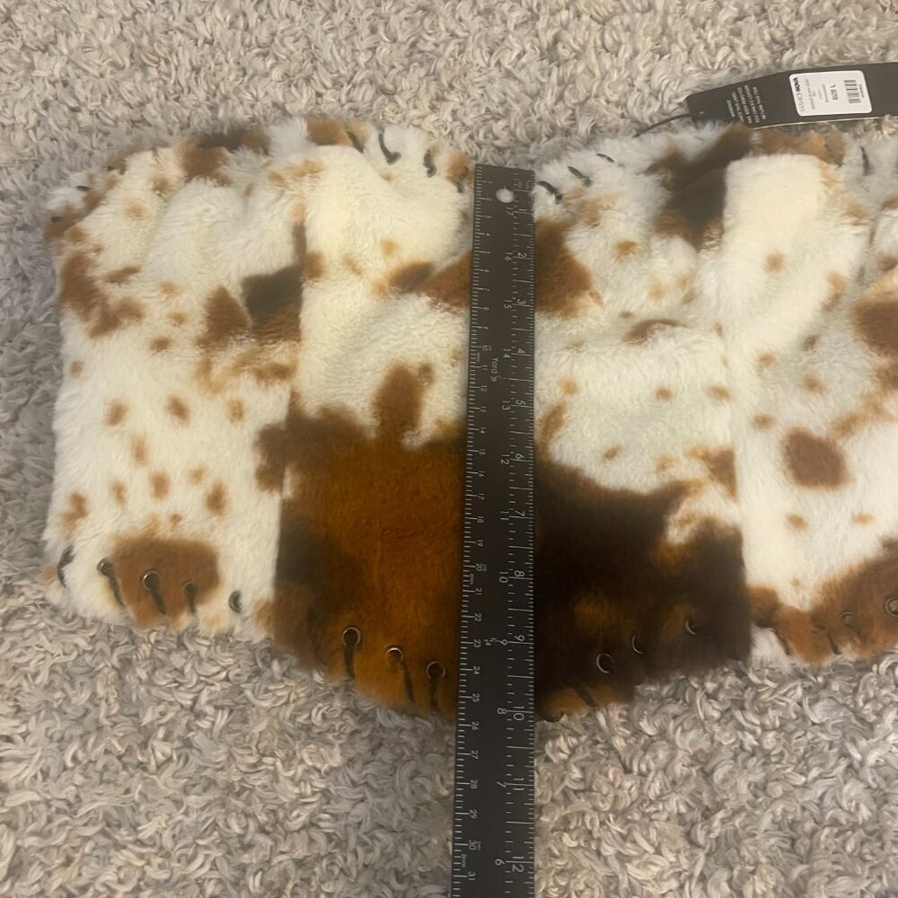Fashion Nova Cow Print Faux Fur Corset Top Size L NWT - Picture 5 of 9